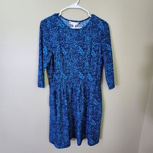 Jude Connally Size L Blue / Black Patterned Women's Dress